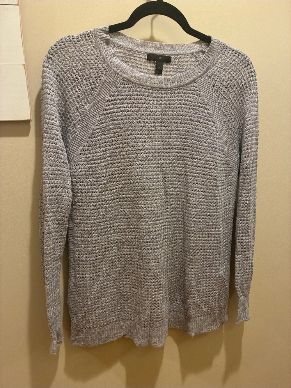 J. Crew Light Gray Open Weave Crewneck Sweater